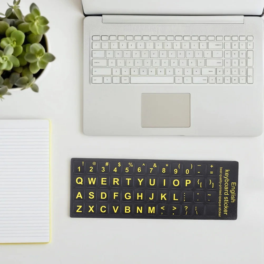 2 шт. наклейки на клавиатуру английский алфавит водостойкие пылезащитные самоклеящиеся универсальные подходят для настольного ноутбука противоскользящие