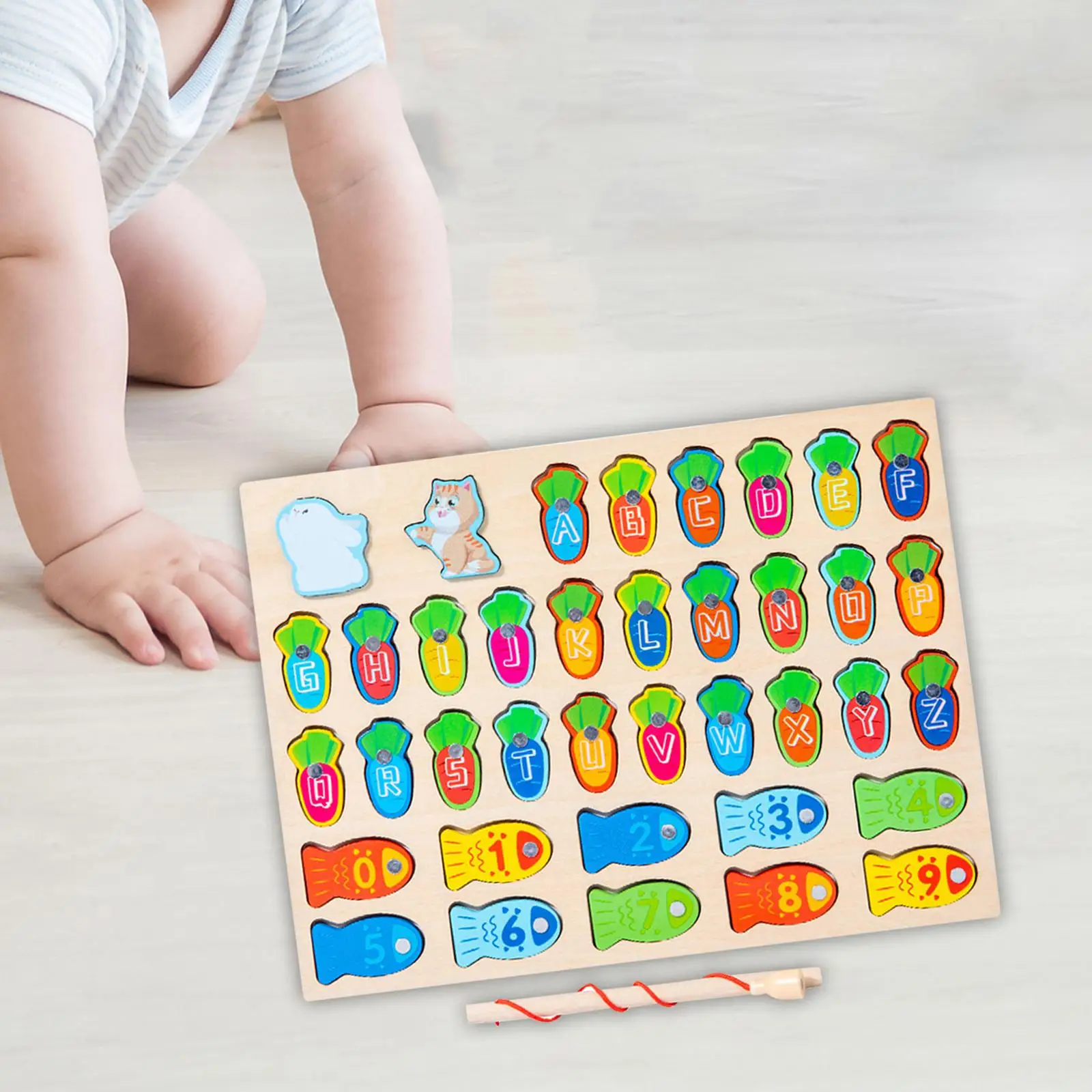 Wooden Magnetic Fishing Game Montessori Puzzle Learning Abc Letter Toy for Kindergarten Girls Boys Kids Holiday Gift Children