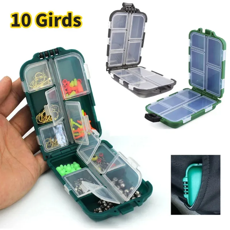 Fishing Tackle Box 10 Compartments Fishing Lure Bait Hook Storage Case Fishing Organizer Tools Accessories