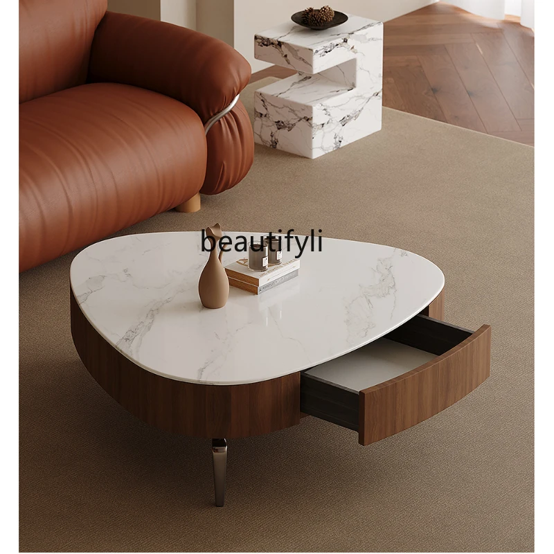 Modern Simple Microlite Skin-Friendly Coffee Table Stainless Steel Creative Storage Table High-End