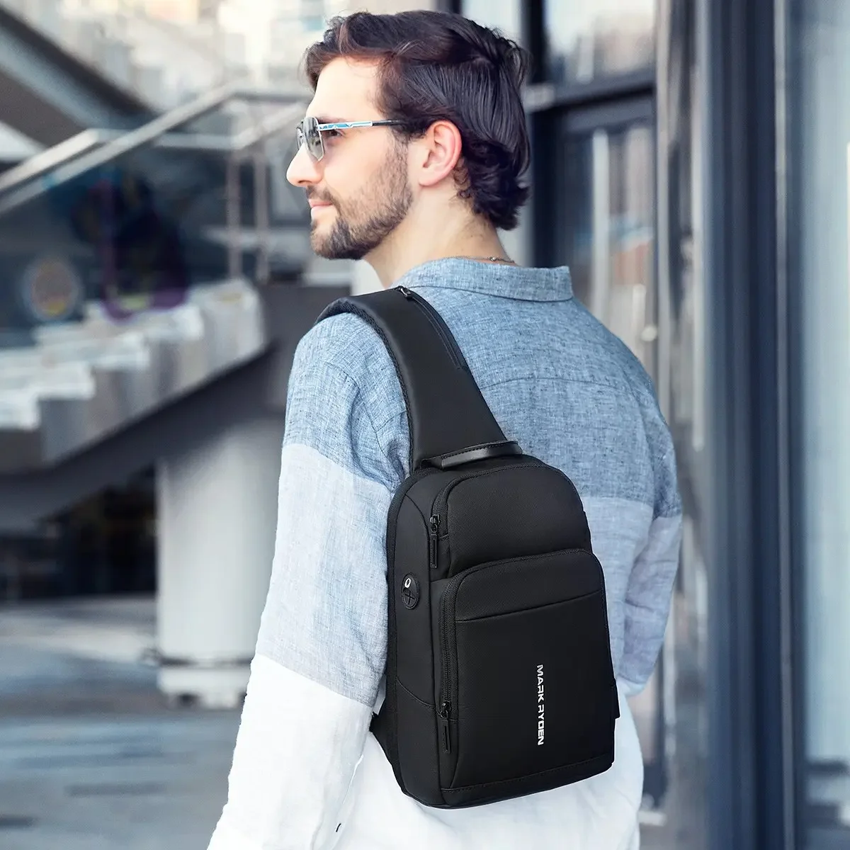 Mark Ryden-Bolso de pecho antirrobo para hombre, bandolera impermeable para Ipad de 9,7 pulgadas, a la moda