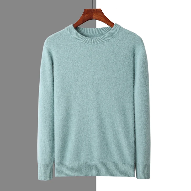 men\'s 100% pure mink cashmere sweater O-neck pullover knitted plus size sweater winter new coat long sleeve high-end pullover