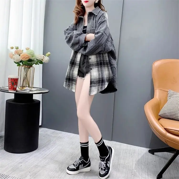 Csa cardigan solta estilo preguiçoso design primavera outono nova chegada plus size moda casual fena casaco jaqueta