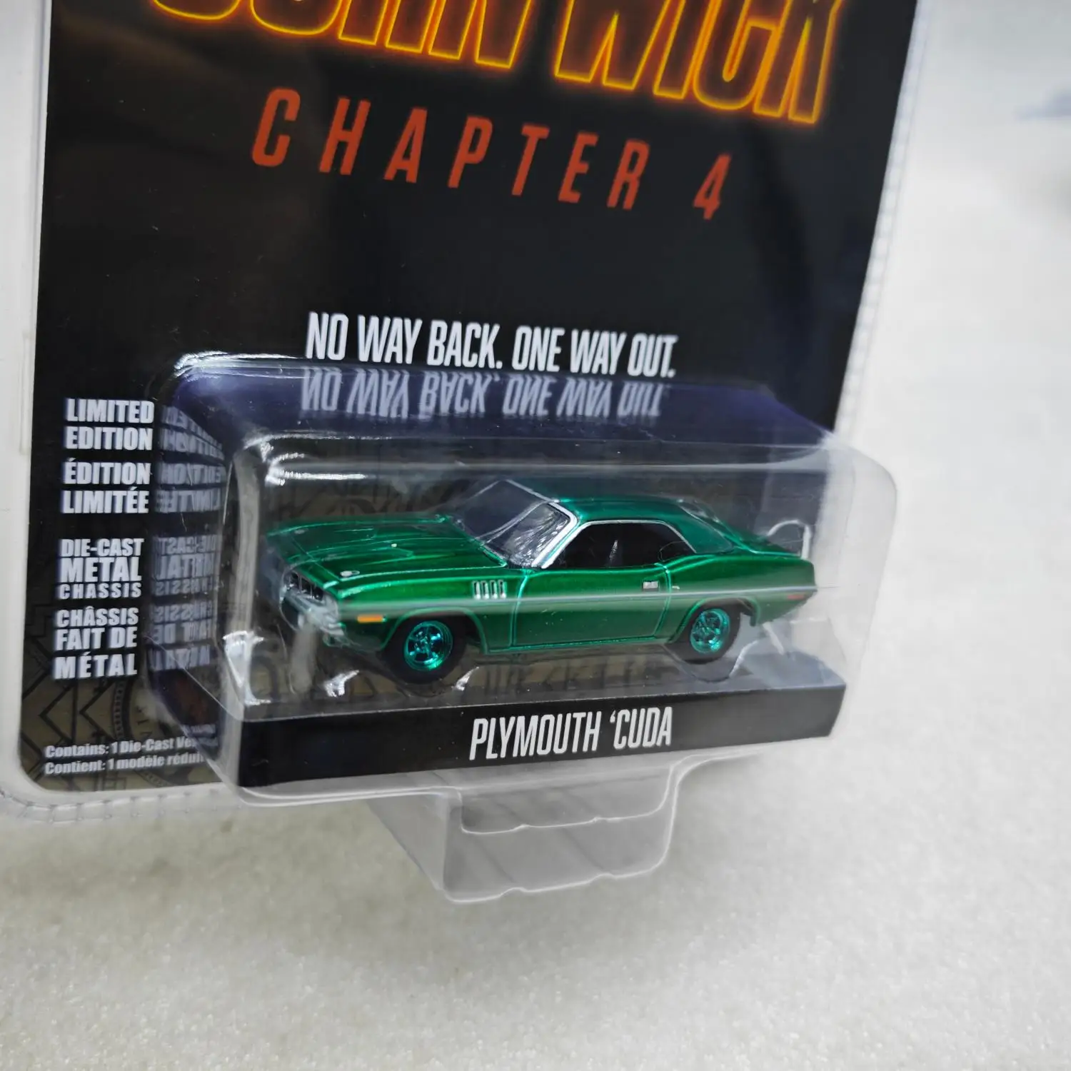 Green Light 1:64 John Wick: Chapter 4-1971 Plymouth Cuda Green Machine Green Wheel Car Model Collection Gift For Toys - view 4