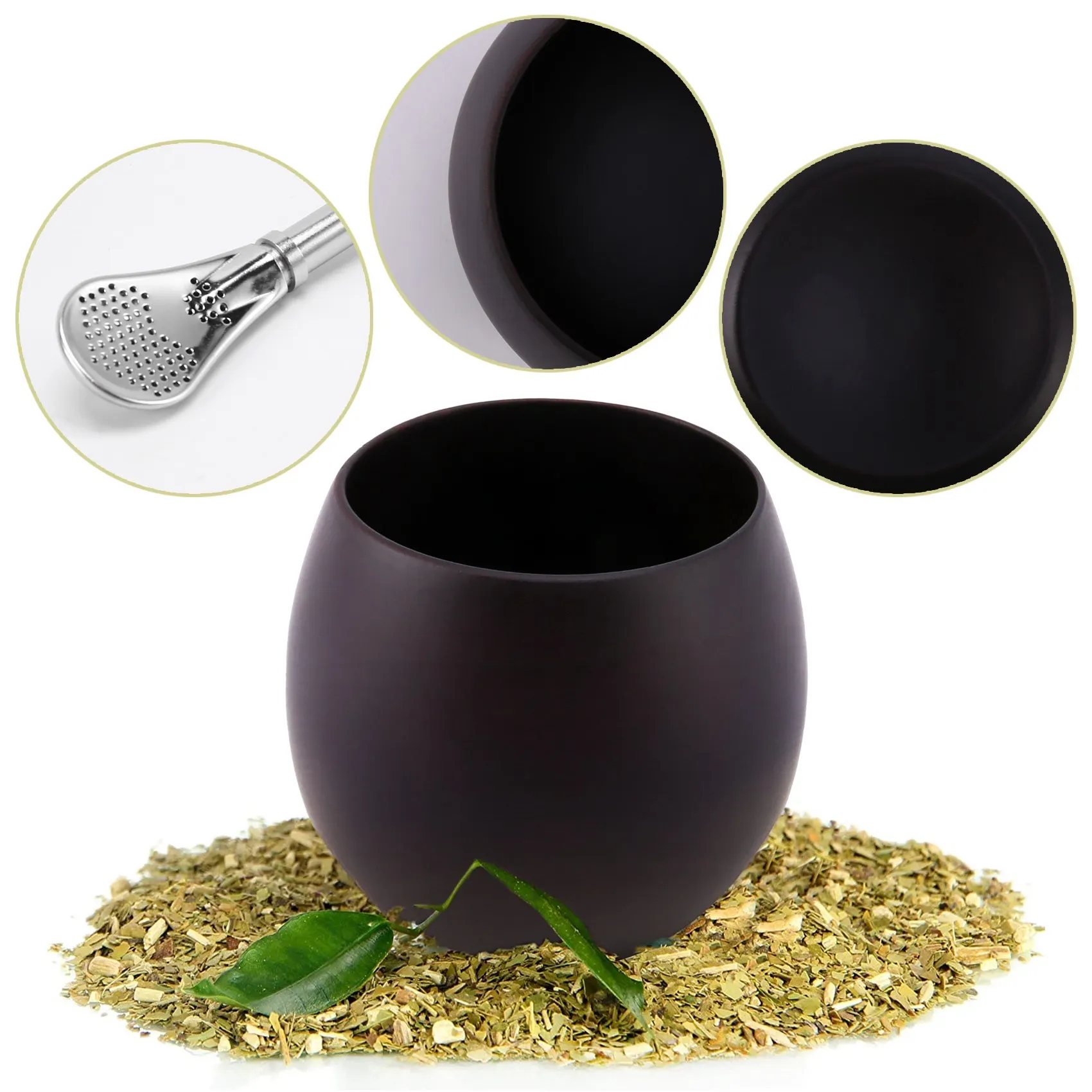 Juego de té de madera Yerba Gourd Mate, taza Mate de agua y café de madera Natural hecha a mano con cuchara, cepillo Bombilla de paja, 200ML, nuevo