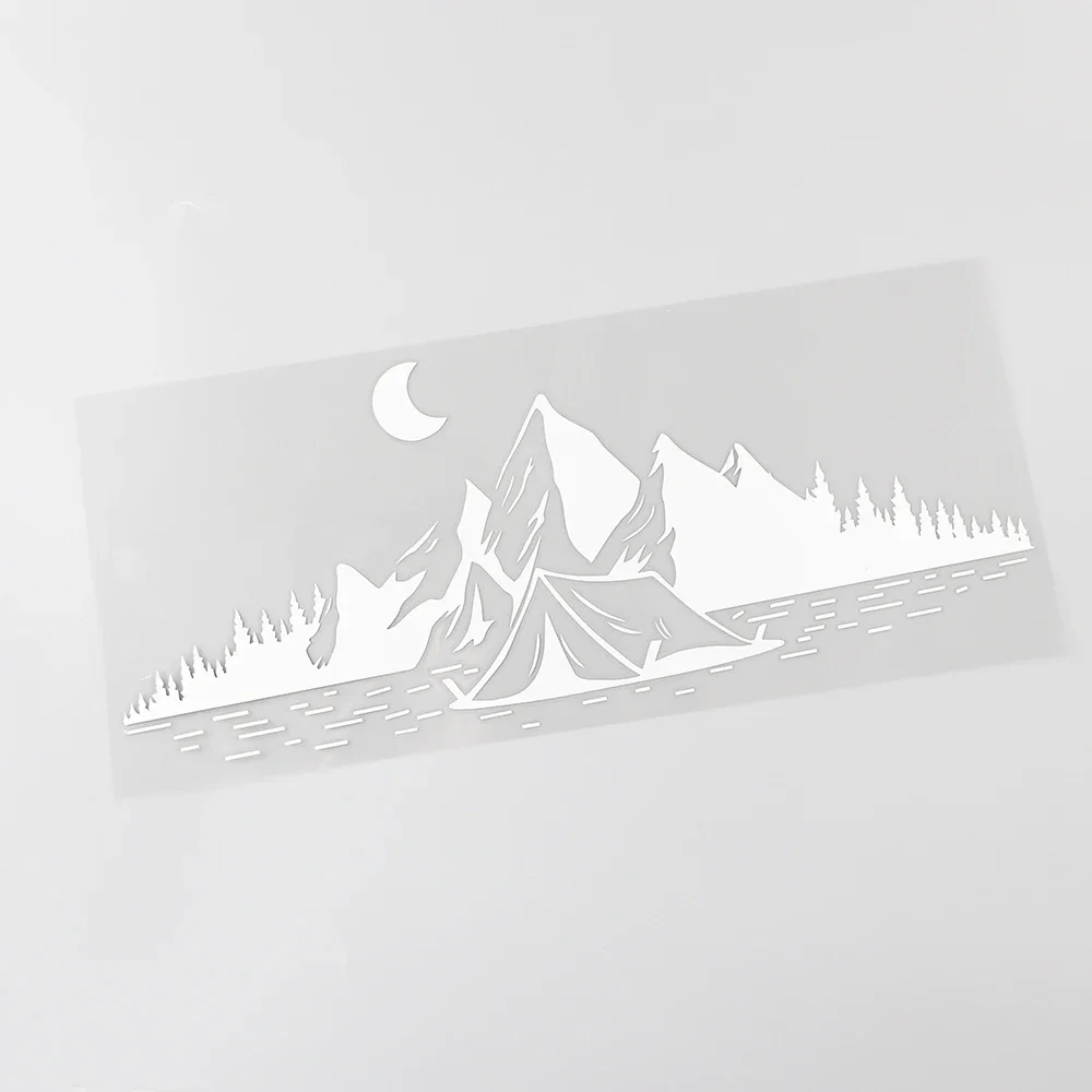 Personality Car Sticker Camping Travel Mountains Moon Vinyl Decal Waterproof and Sunscreen, Customizable Size