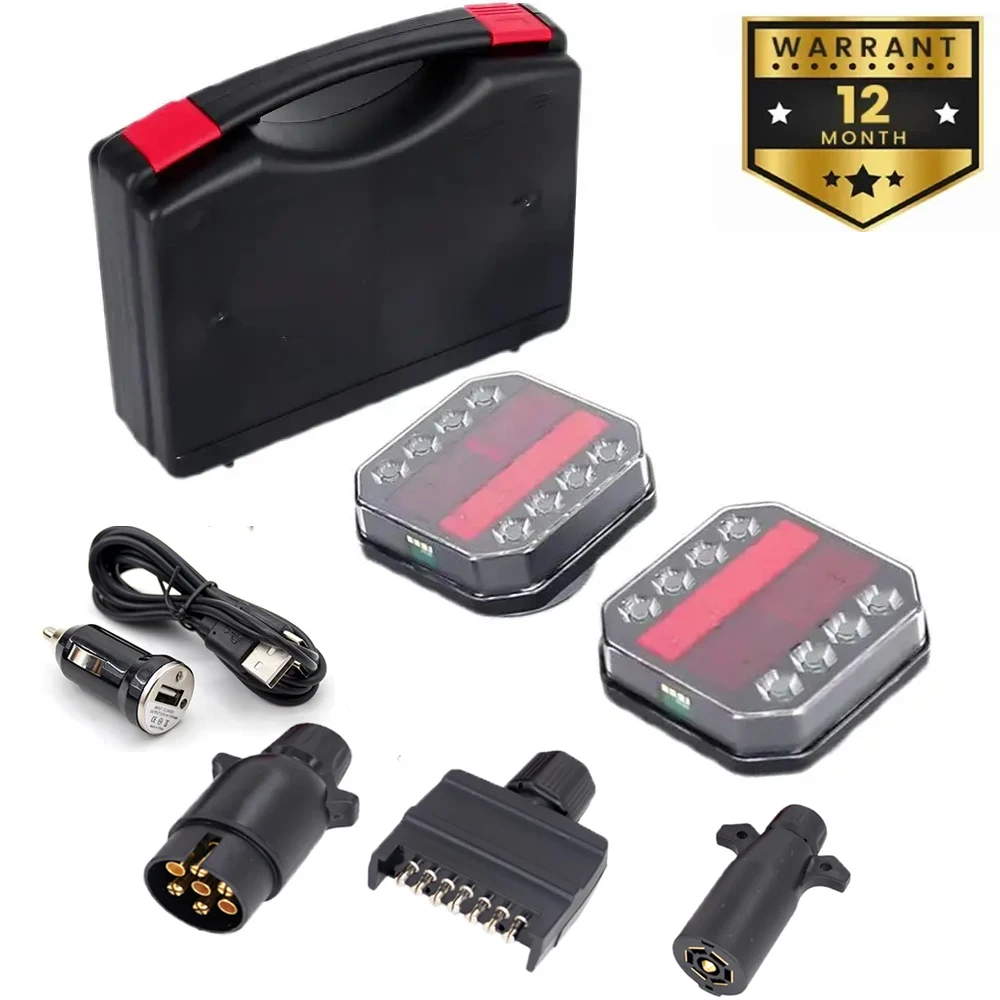 

1Set 12V 24V Wireless Magnetic LED Truck Rear Tail Light Trailer Turn Signal Warning Brake Light Lamp Campers Caravan Waterproof