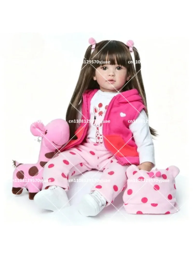 Adorable 60cm Lifelike Reborn Toddler Princess Girl Doll with Giraffe, Soft Baby Doll for Kids
