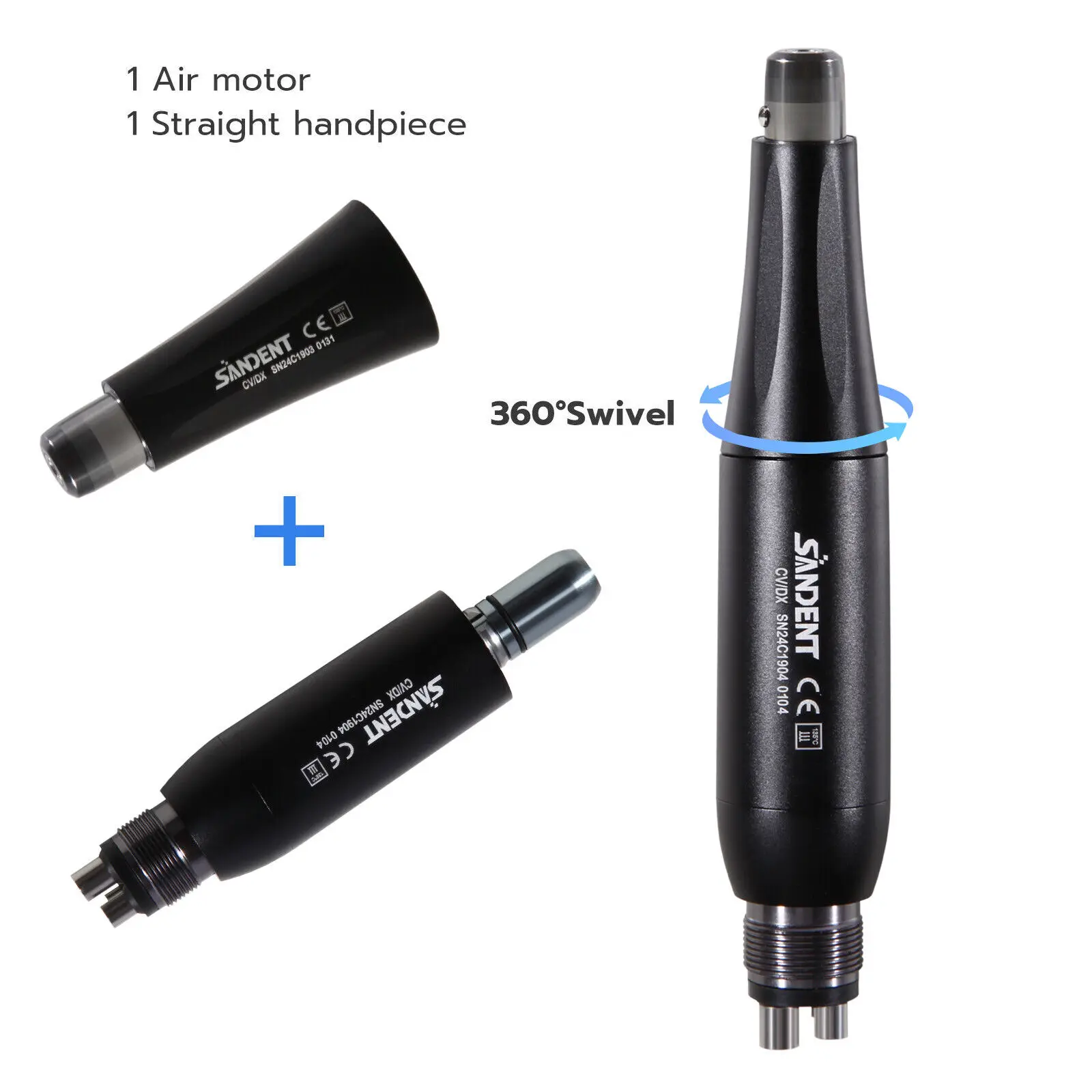 360° Swivel Dental Hygiene Prophy Handpiece Air Motor 4 Holes With 4:1 Straight Nose Cone Fit Nsk