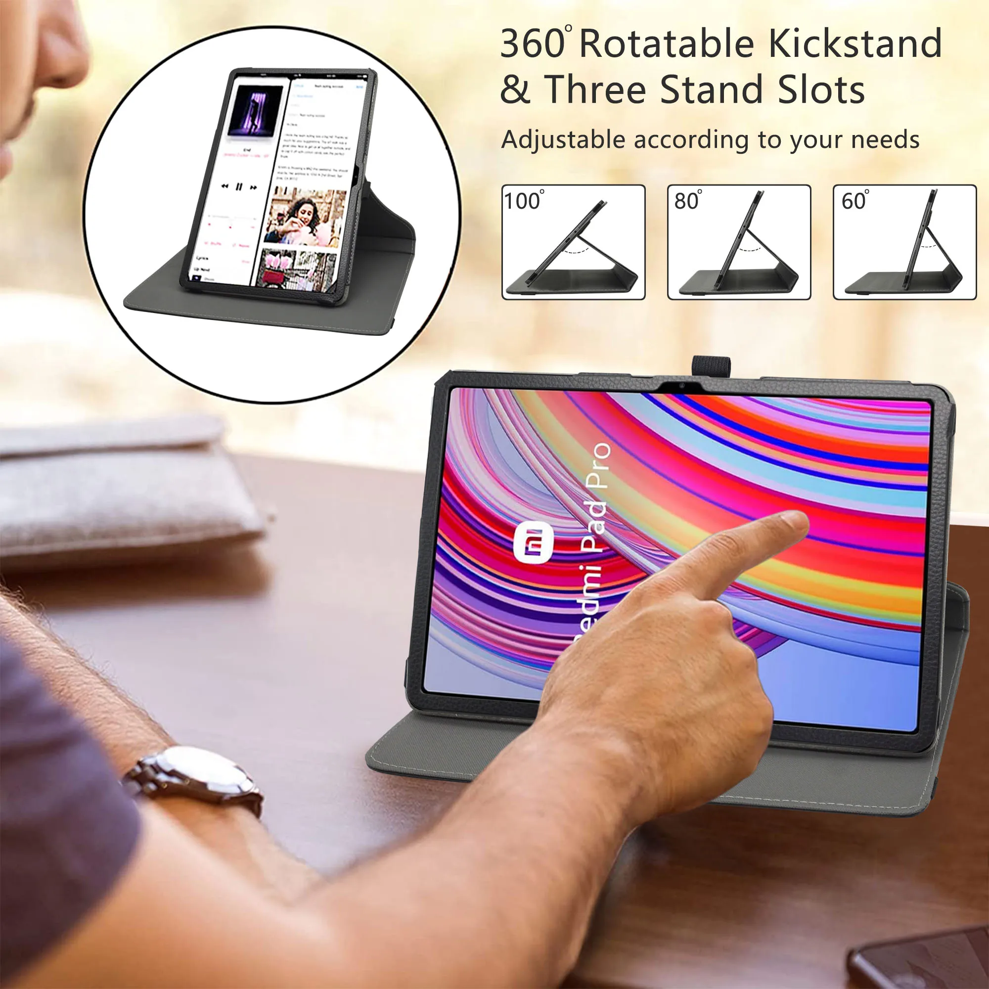 Covers Voor Xiaomi Redmi Pad Pro 12.1 "Android Tablet, 360 Graden Roterende Behuizing