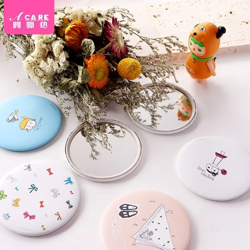 DX01/Mirror/Small/round/A1PQ0-Easy to Use Portable Mirror Portable Mini Student Female Handheld Pocket Mirror round Mirr