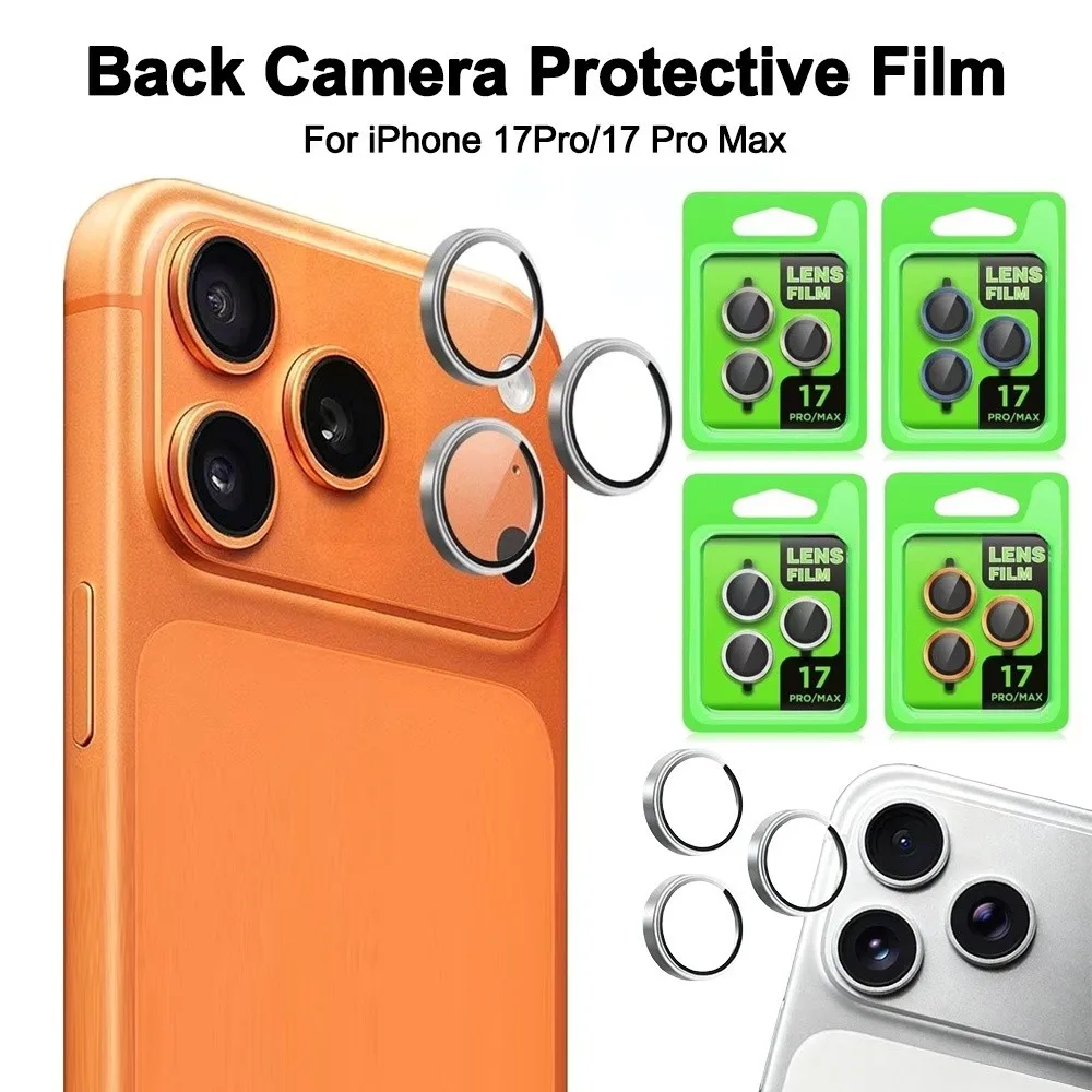 Metal Tempered Glass Lens Protector 3D Full Cover Camera Lens Cover Snap-On Anti-Scratch for iPhone 17Pro/17 Pro Max view 3