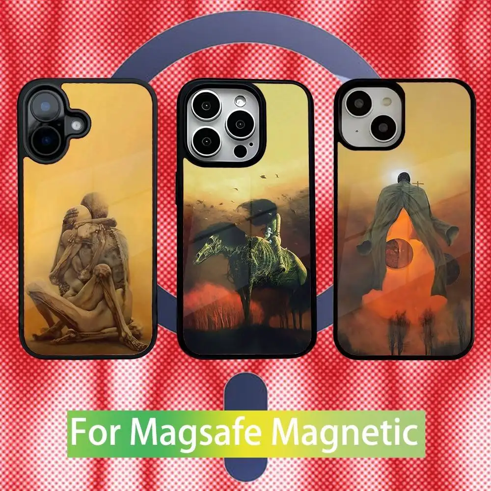 

Чехол для телефона Z-Zdzislaw B-Beksinski Art для iPhone 16,15,14,13,12,11, Pro, Max, Plus, Mini, SE, новая магнитная беспроводная зарядка Magsafe