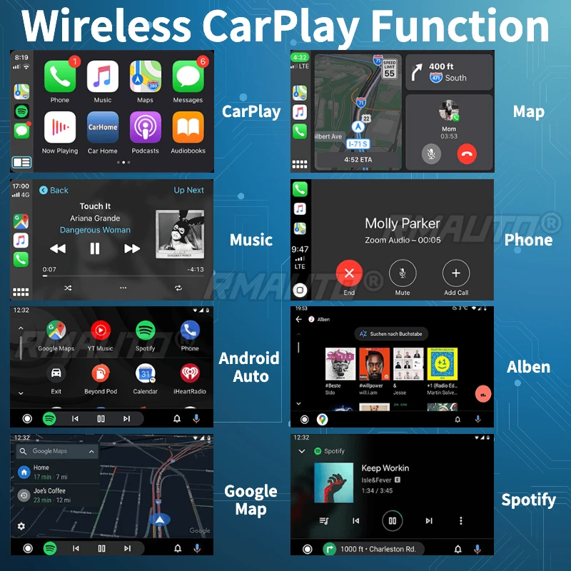 RMAUTO Wireless Apple CarPlay MMI for Audi Q7 2010-2015 Android Auto Mirror Link AirPlay Support Reverse Image Car Play