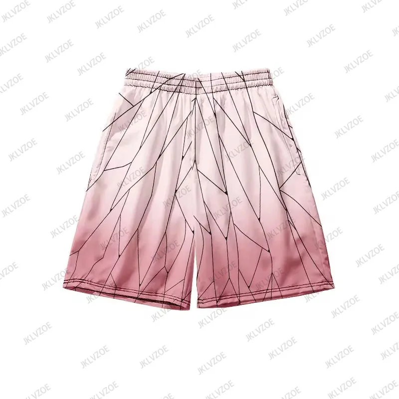 New Summer Beach Shorts with Pocket For Women Anime 3D Print Costume Kamado Tanjirou Harajuku Jogging Unisex Short Pants