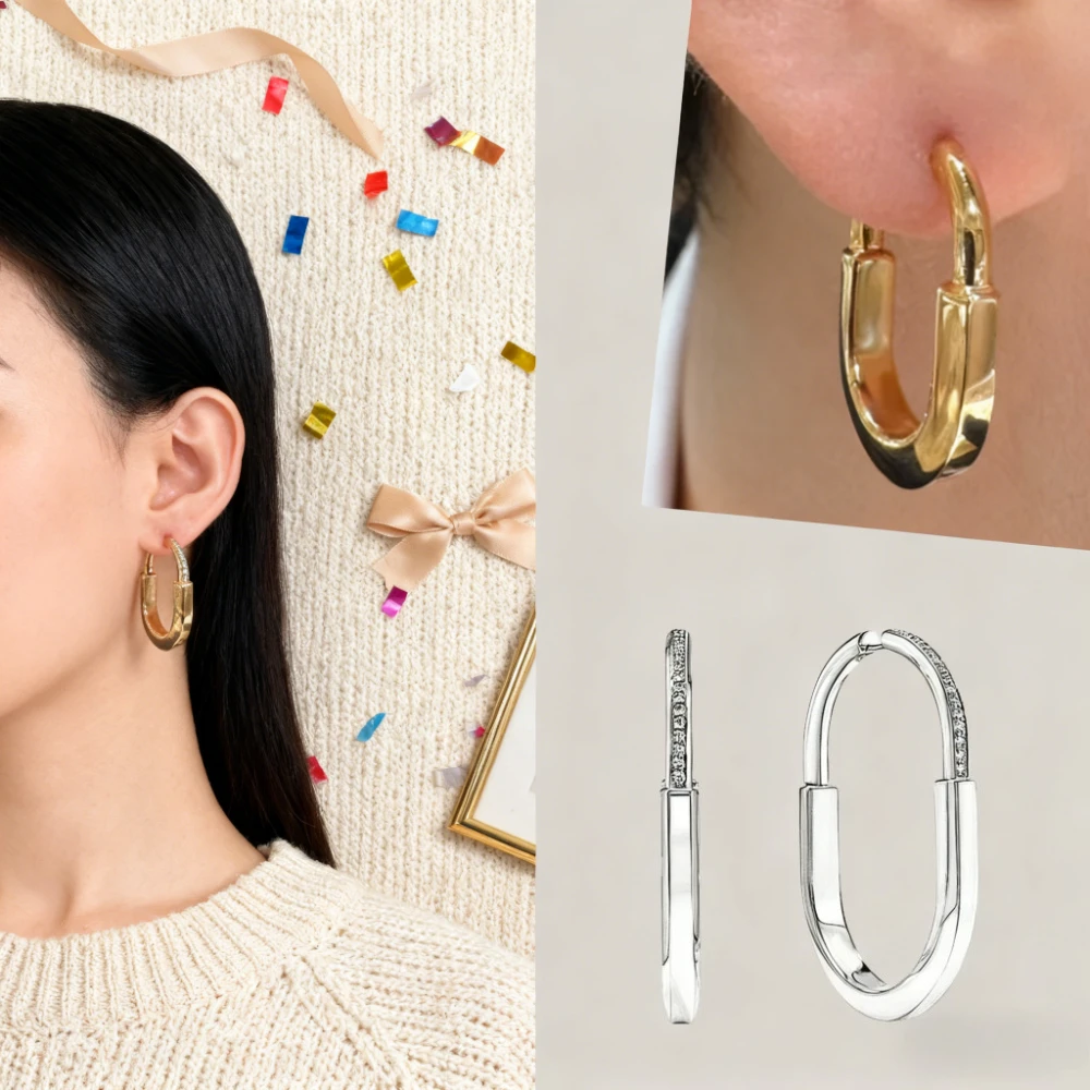 

2025 Trendy Jewelry Earrings for Women Hoop Luxury Jewelry High Quality Valentine's Day Gift Elegant Fashion Party Anniversary