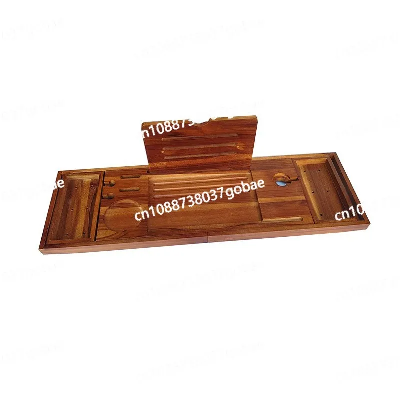 

Solid wood bathtub rack telescopic adjustment bath mobile phone holder, bathtub rack