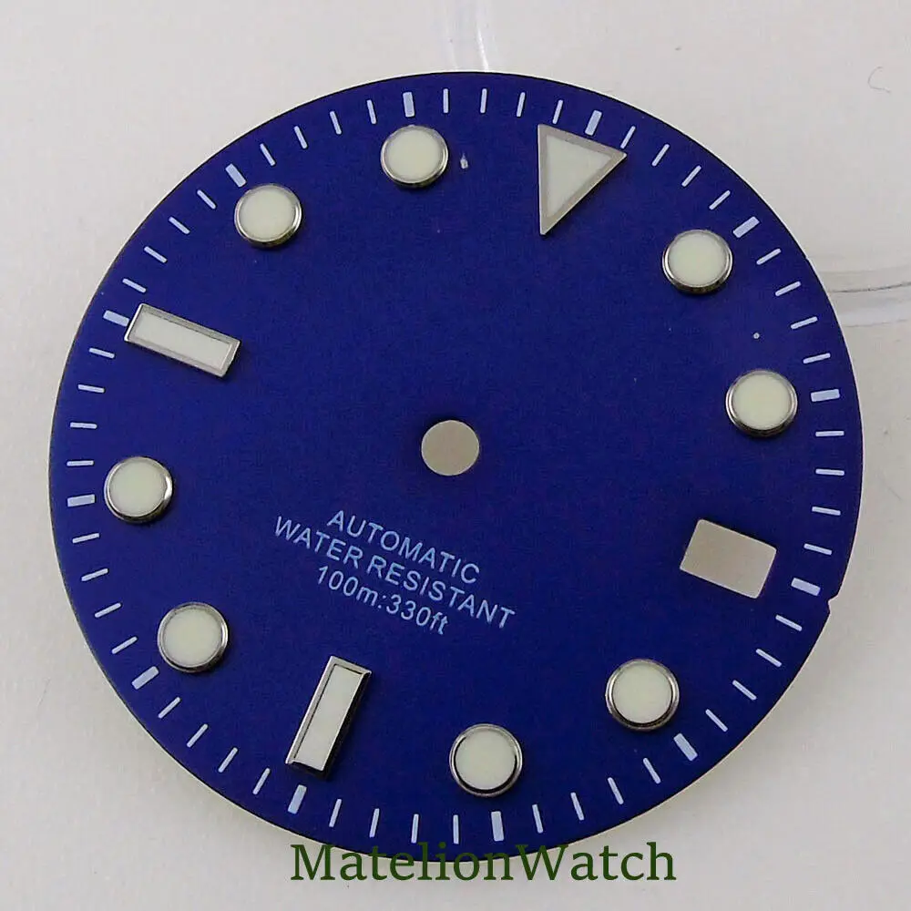 Fits NH35A Movement 29mm Black/Blue/Green Sterile Watch Dial Date Luminous