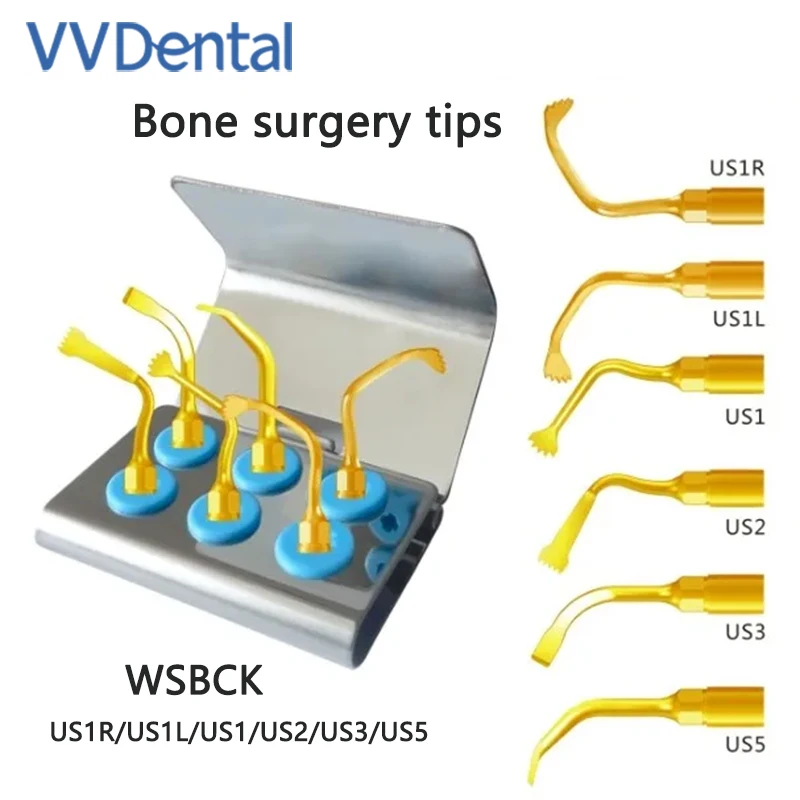 VV Dental Ultrasonic Scaler Bone Cutting Surgery Tips Kit Compatible With MECTRON /NSK Handpiece US1R/US1L/US1/US2/US3/US5