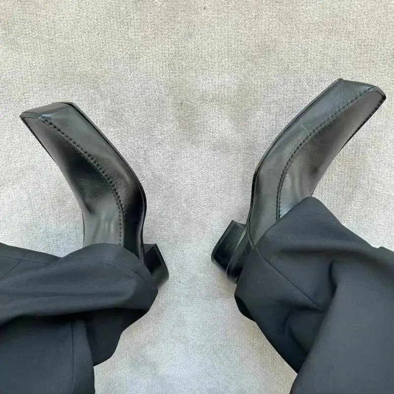 NEW Men women Casual High-heeled Loafers Upturned shoes Footwear Moccasins Breathable Slip on Male Leather Shoes Zapatos Hombre