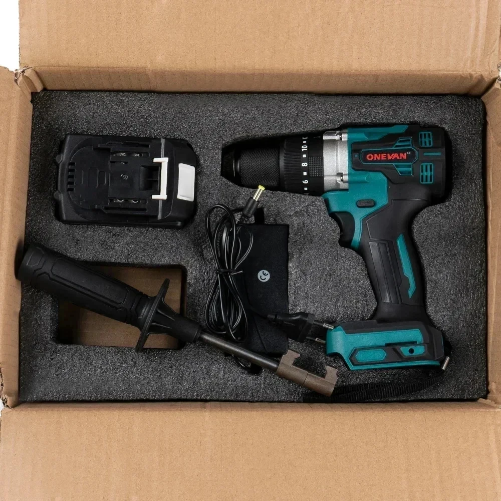 ONEVAN 650NM 13MM Brushless Electric Drill 20+3 Torque Cordless Impact Drill Li-ion Electric Screwdriver For Makita 18v Battery