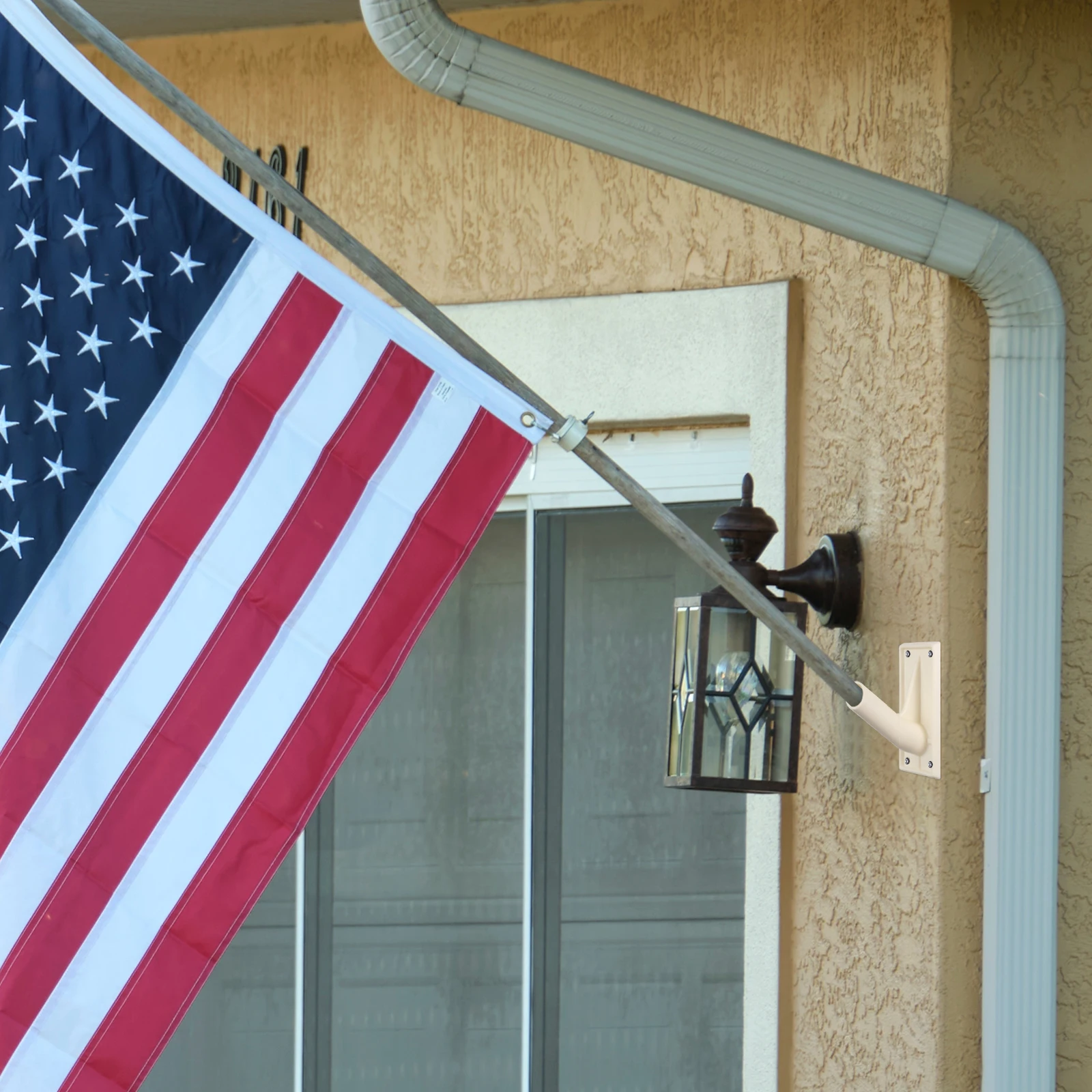 

Flag Pole Holder for outside House Flagpole Stand Base Mount Plastic Banner Beige