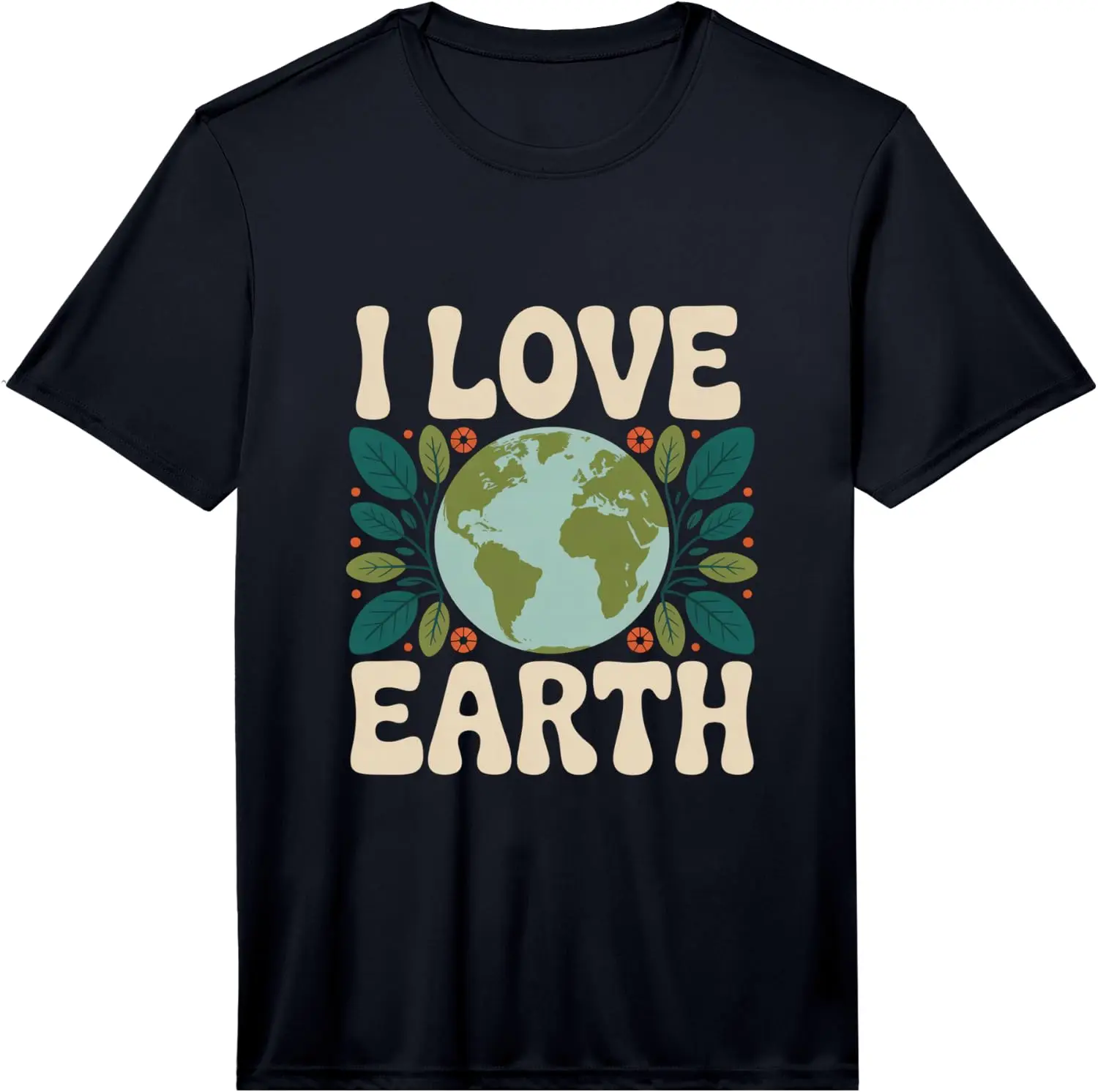 Mens I Love Earth Eco Friendly Green Nature Performance T-Shirt 100% Cotton Trendy Y2K Short-Sleeve Tee – Soft, Quick-Drying, & Moisture-Wicking; Ideal for Sports or Casual Wear; Great Gift for Christmas or Halloween. Environmental.
