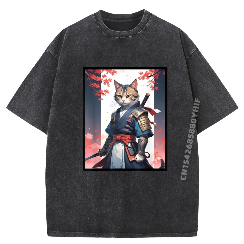 

Новое поступление, стираная рубашка Cat Bushi, черная рубашка, футболки с рисунком, мужские мягкие футболки, повседневные топы с забавным принтом