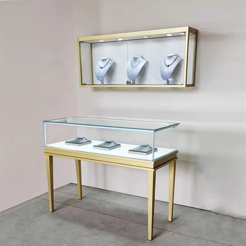 custom.1.2 Meter Floor Stand Display Table Jewelry Custom Glass Jewellery Showcase  Display Cabinet Luxury