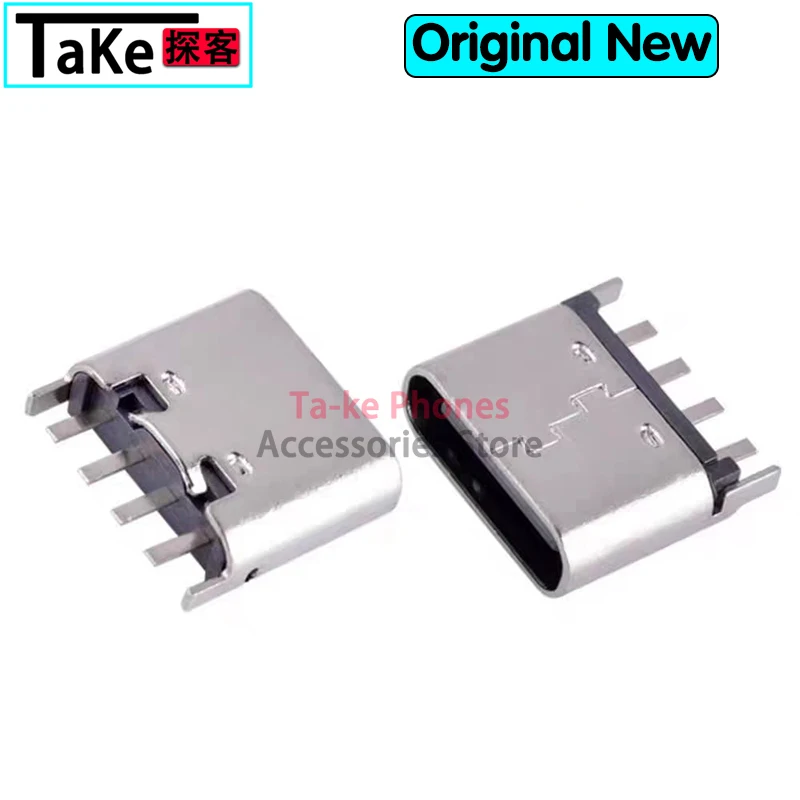 100Pcs 4Pin Direct Plug Mother Base USB Type C 3.1 Jack Charge Socket Connector 6.8H High Data Transmission Quick Charge Head
