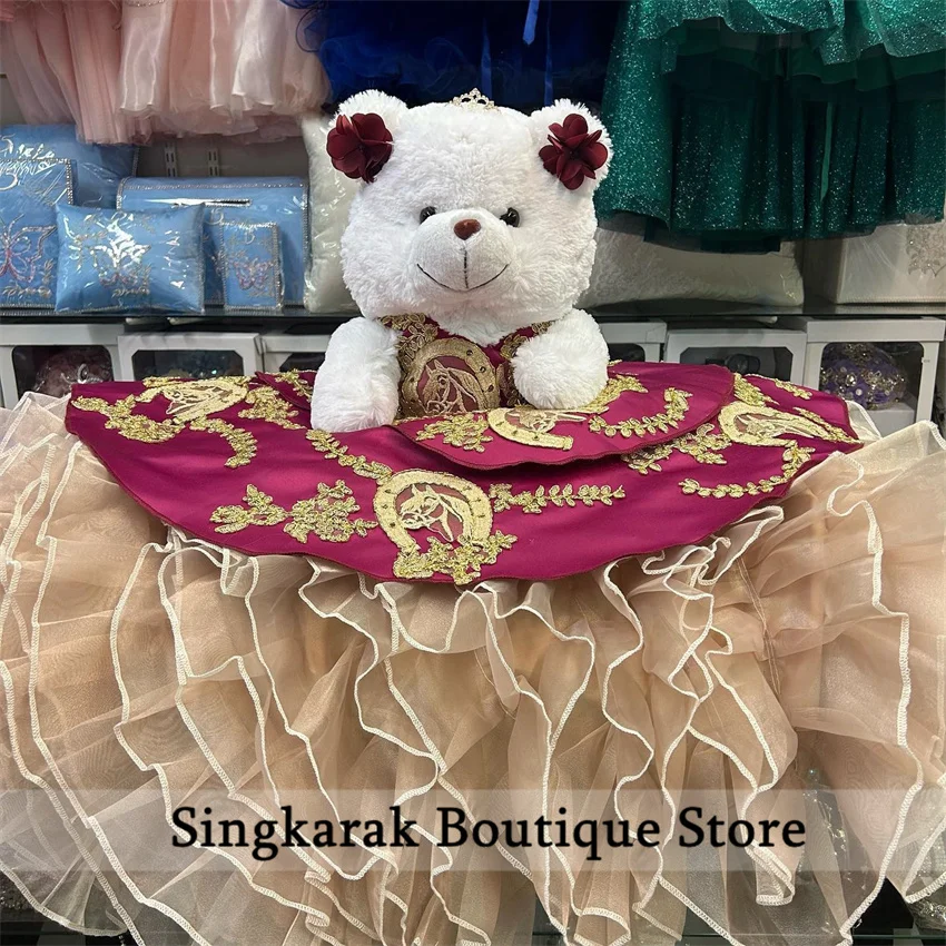 Special Link For Mexi Personalized Quinceanera Teddy Bear Dress Appliques Ruffles Horse Embroidery Bear Not Includ Customized 