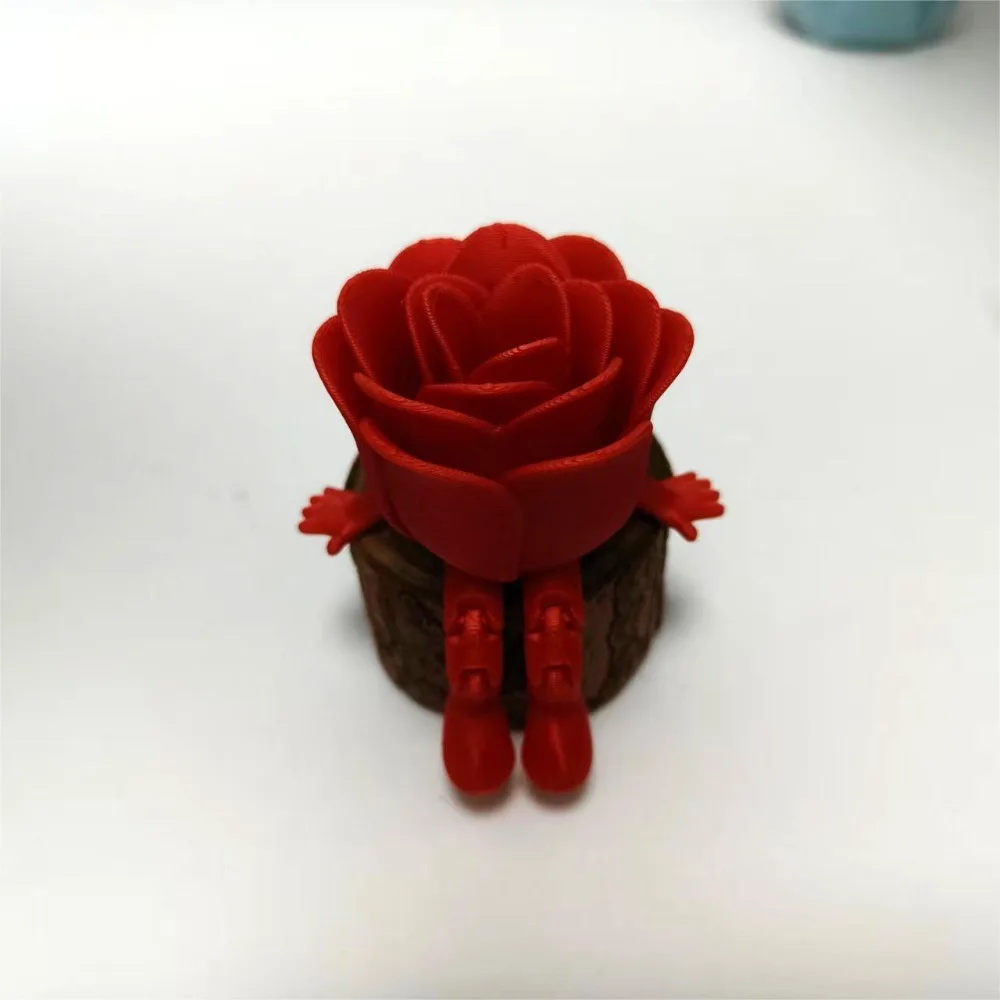 

Romantic Poseable Jointed Rose Figure Funny Jointed Movable Heart Rose Figure Decorative Red Love Figurines Desktop Decor