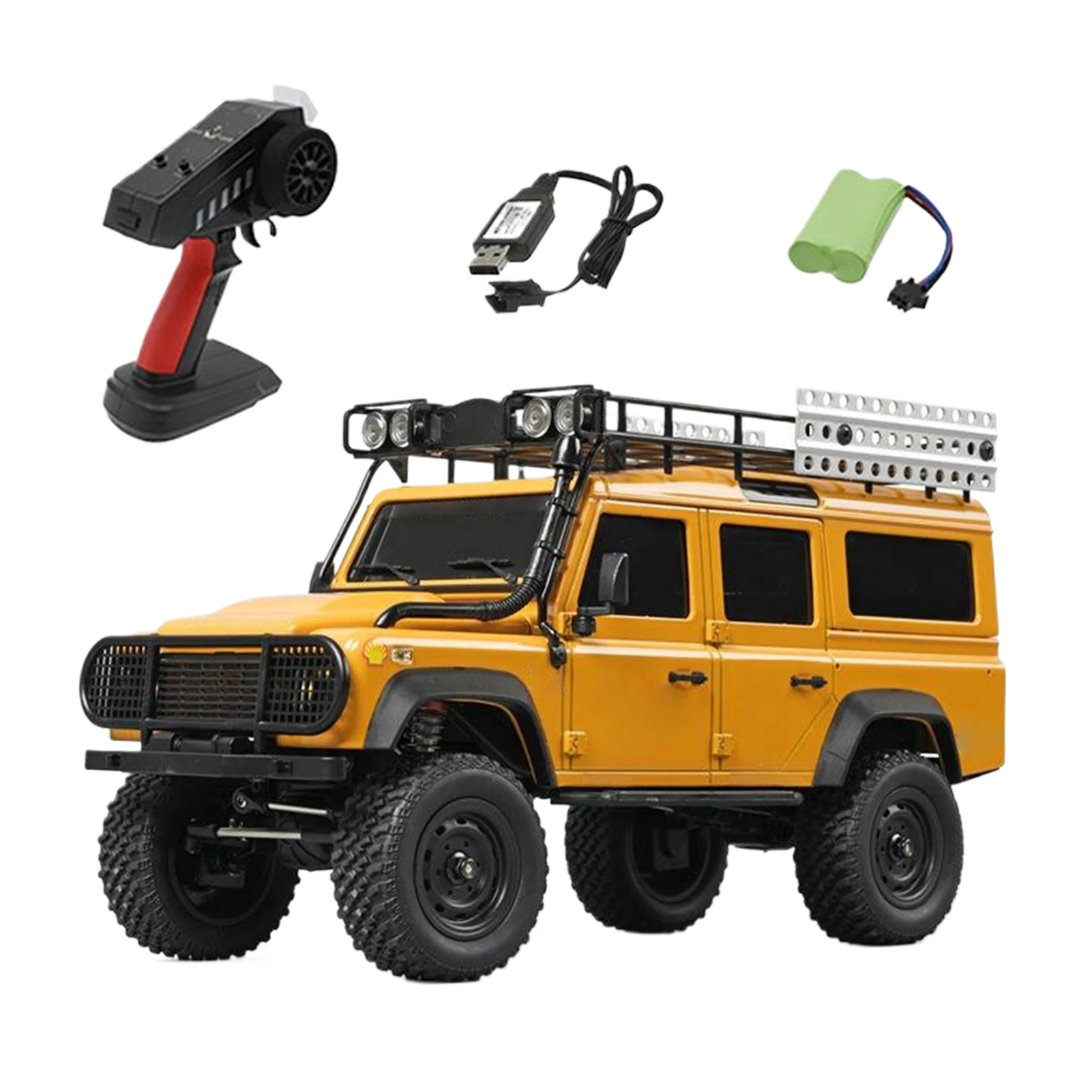

1/18 MN111 4WD Professional RC Car With LED Lights Metal Vehicle Model Toys Climbing Off-road Remote Control Vehicle Golden