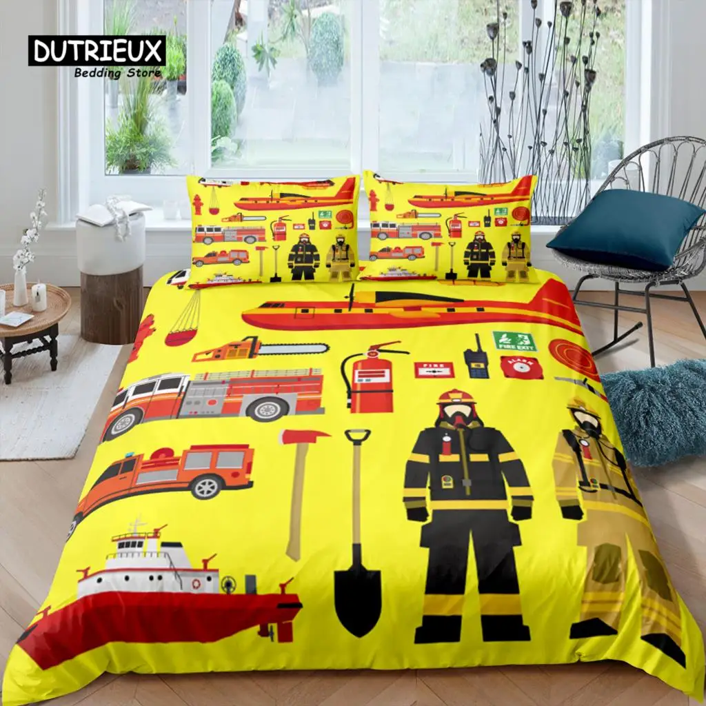 

Home Living Luxury 3D Firemen Bedding Set Duvet Cover Pillowcase Kids Bedding Set Queen and King EU/US/AU/UK Size