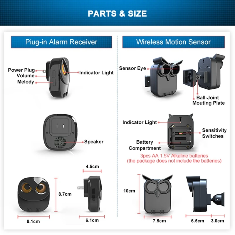 A01E-Wireless Driveway Alarm 800 Meters Long Range Weatherproof Outdoor Motion Sensor& Security Alert System