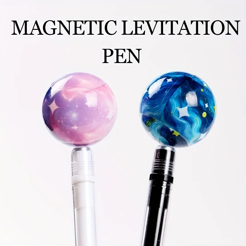 Magnetic Levitating Starry Sky Gel Pen 0.5mm Black Ink Smooth Writing Anti-Stress  Smooth Writing Pen for Students Office