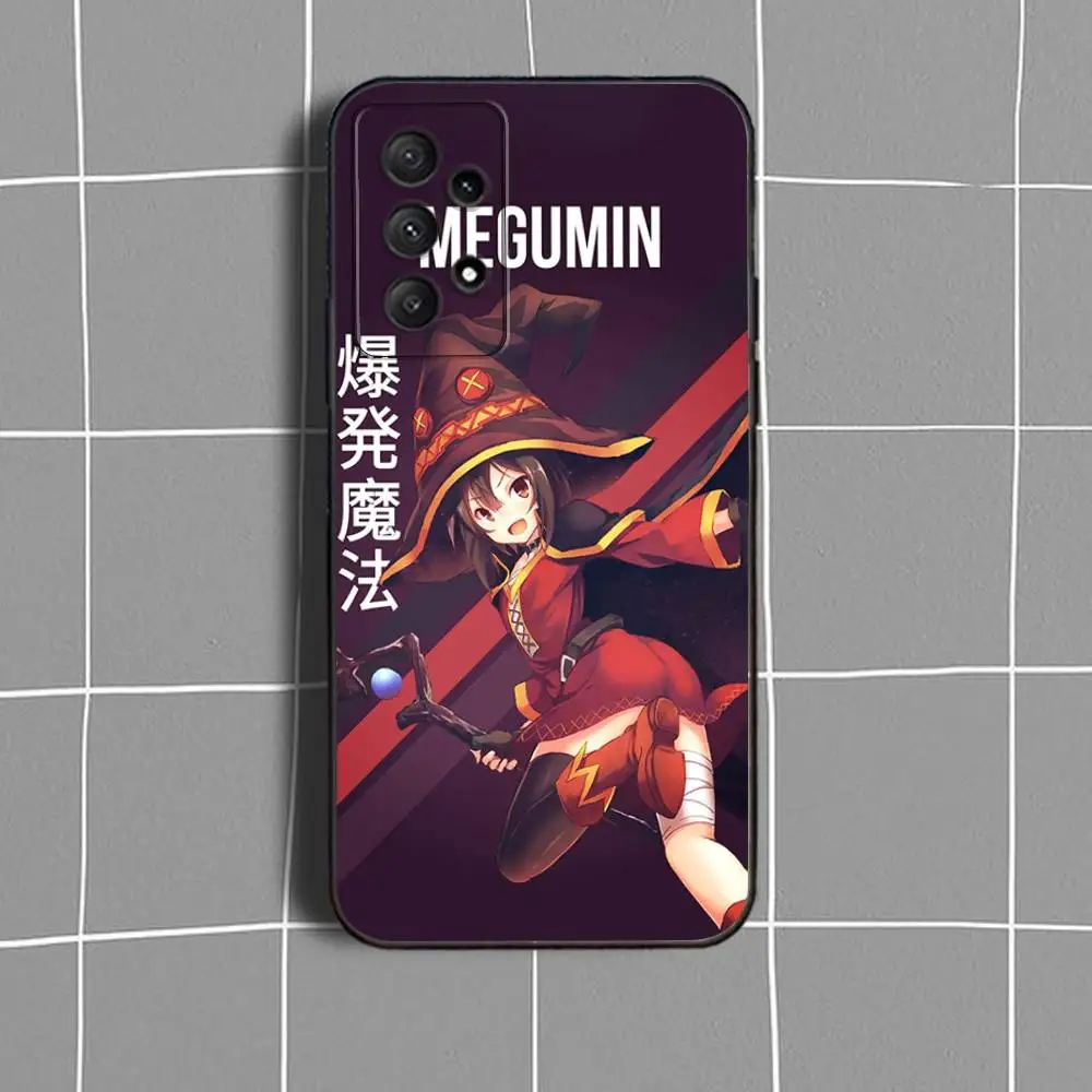 M-Megumin K-KonoSuba Funda de teléfono para Samsung Galaxy A73,31,32,72,41,53,52,71,22,5G,Nota,J7,8,9 Funda negra suave