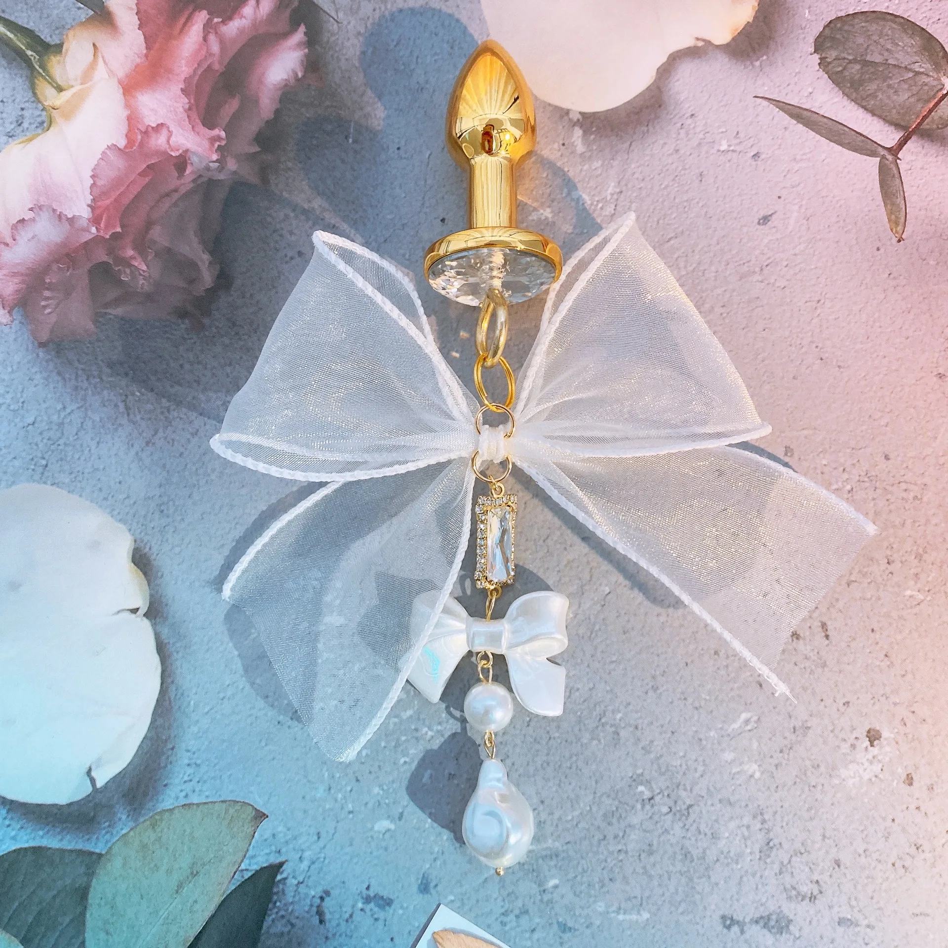 Metal Stainless Anal Plug with White Bow Adult Bdsm Toys Fetish Slave Games Anal Bondage Plug for Couples Breast Clip Sex Toys