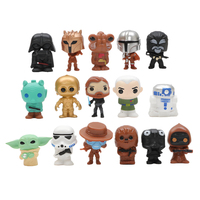 16 PCS/Set Star Wars 3-5cm Anime Mandalorian Cute Figure Action Force Awakens Black Series Darth Vader Mini Toys Model Kids Gift