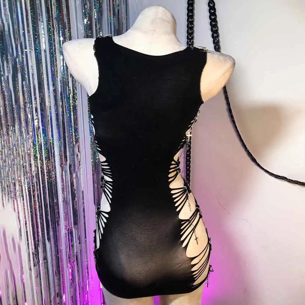 E-Girls フェアリーチェーン ハンドメイド ゴス カワイイ ゴシックドレス ティーン エコ パンクロック エモ 90年代 グランジ Y2K トップス ピン DIY 原宿 スカル