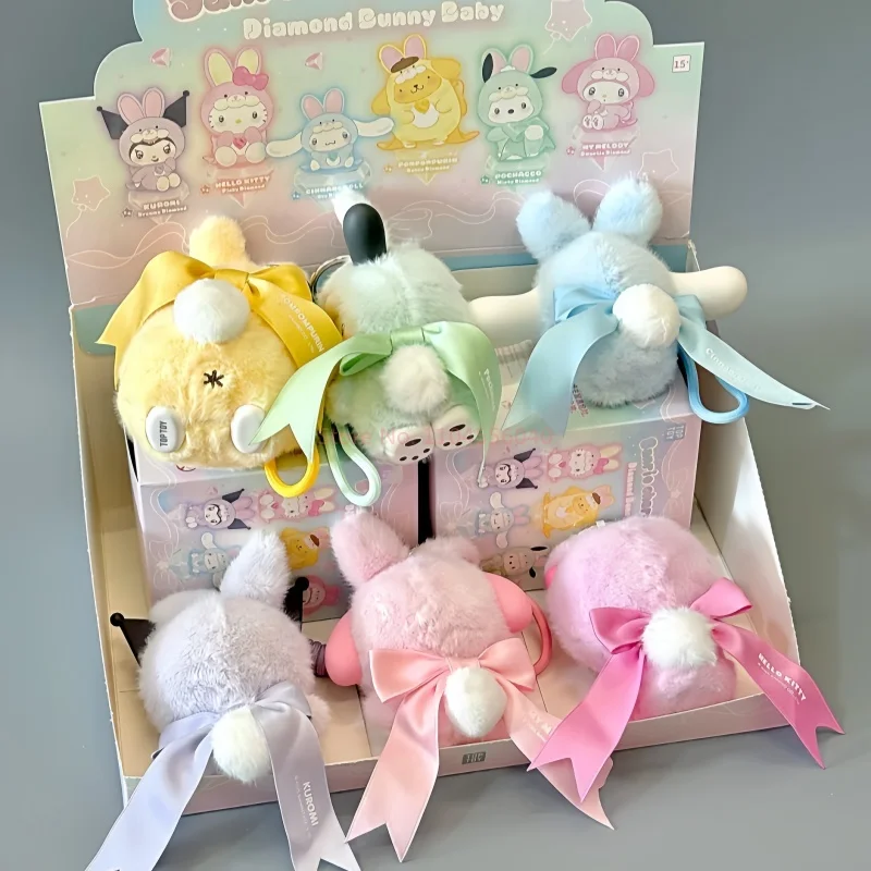 

Горячий оригинальный персонаж Sanrio с бриллиантовым кроликом, детская серия, глухая коробка, виниловый плюшевый кулон, модная игрушка, украшение для рабочего стола, игрушка, детский подарок