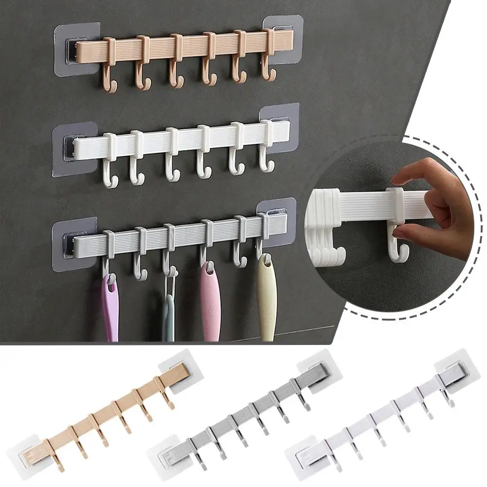 High Quality Kitchen Hook Rack Punch-free Hanging Rod Wall Adhesive Wall Strong Hanger Towel Hook Rack Bathroom Y0Y2