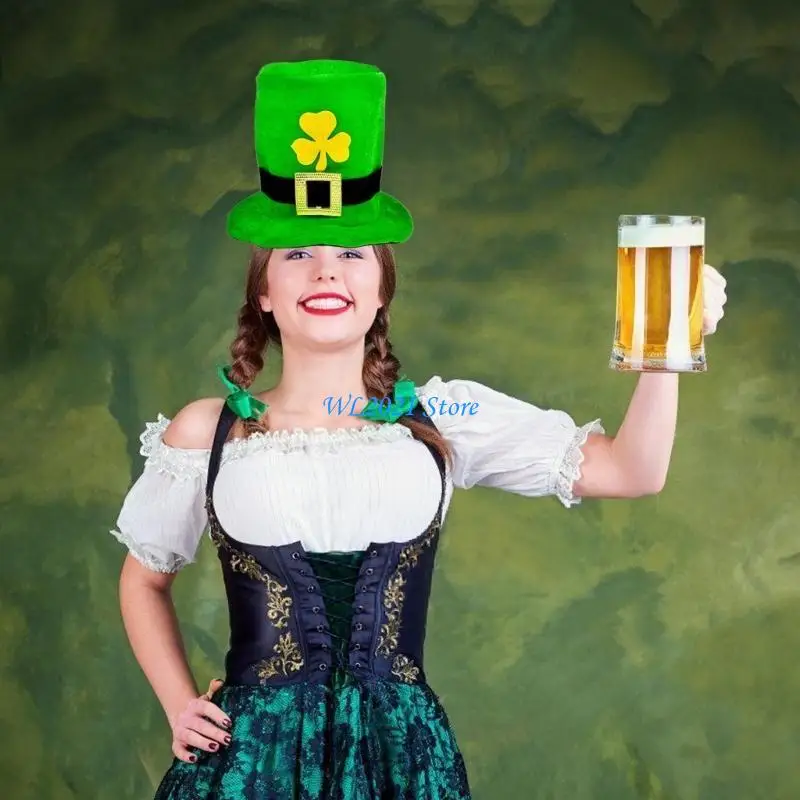 قبعة مهرجان G5GC Clovers قبعة خضراء مريحة للمناسبات الثقافية وأغطية الرأس للحفلات