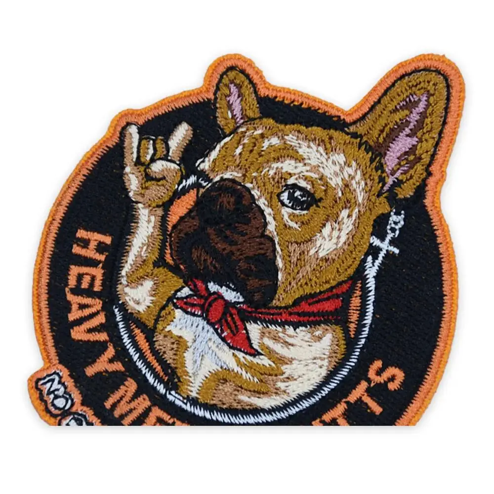 French Bulldog Embroidery Patches Iron on for Clothing DIY Sewing Badges Appliques Bags Jackets Jeans Garment Accessories