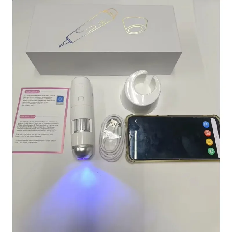 

2026 Hd 720p Здоровье Красота Уход Волосы Лицо Кожа Голови Микроскоп Камера Wi-Fi Беспроводной Детектор Кожи, Микроскоп Для Инспекции Кожи