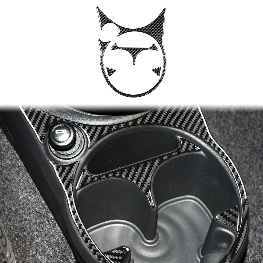 

For Fiat 500 12-15 Center Water Cup Carbon Fiber Trim Stickers Waterproof UV Resistant High Temperature Resistant 4 Pieces / Set
