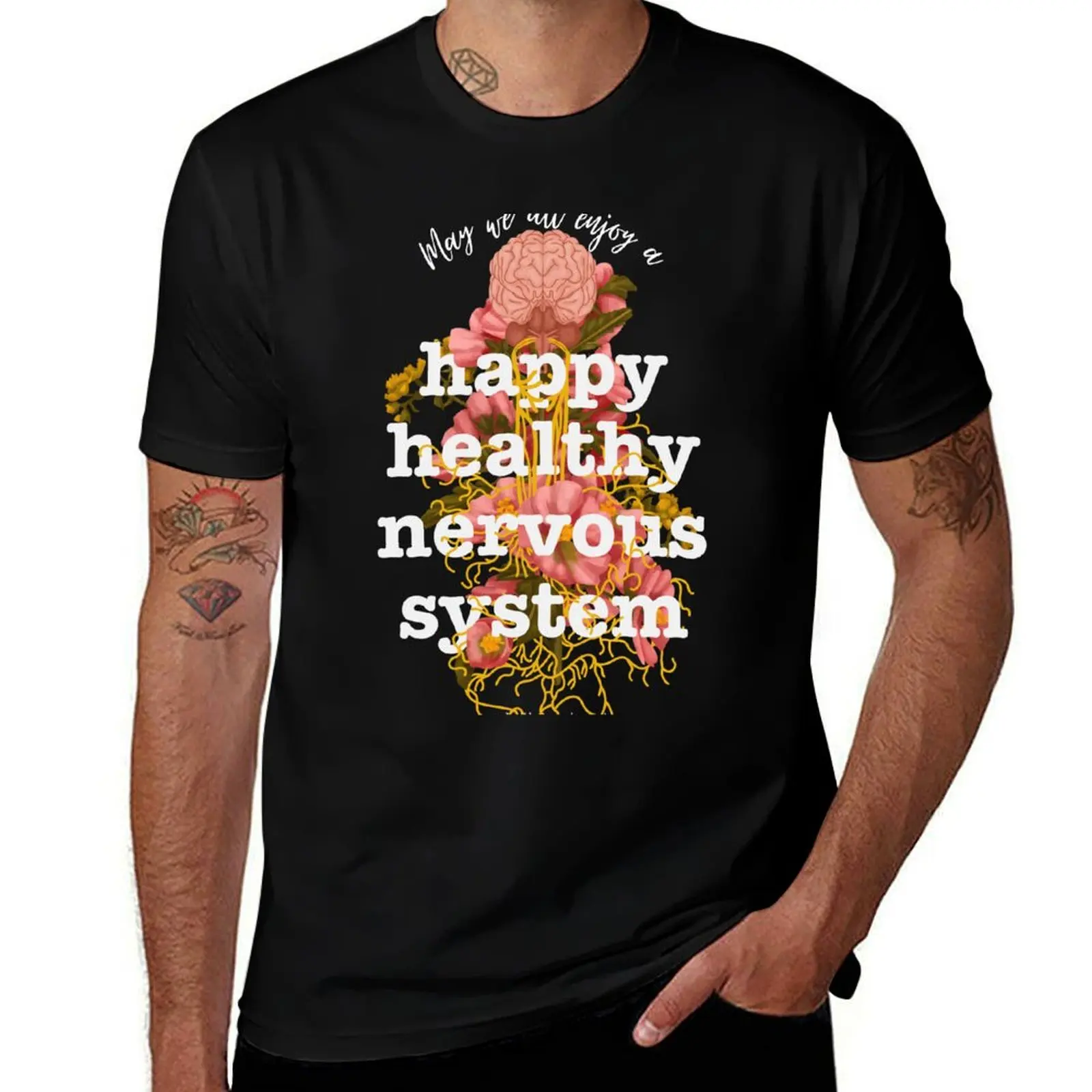 

Happy Healthy Nervous System T-Shirt vintage graphic tee custom shirt anime mens graphic t-shirts hip hop