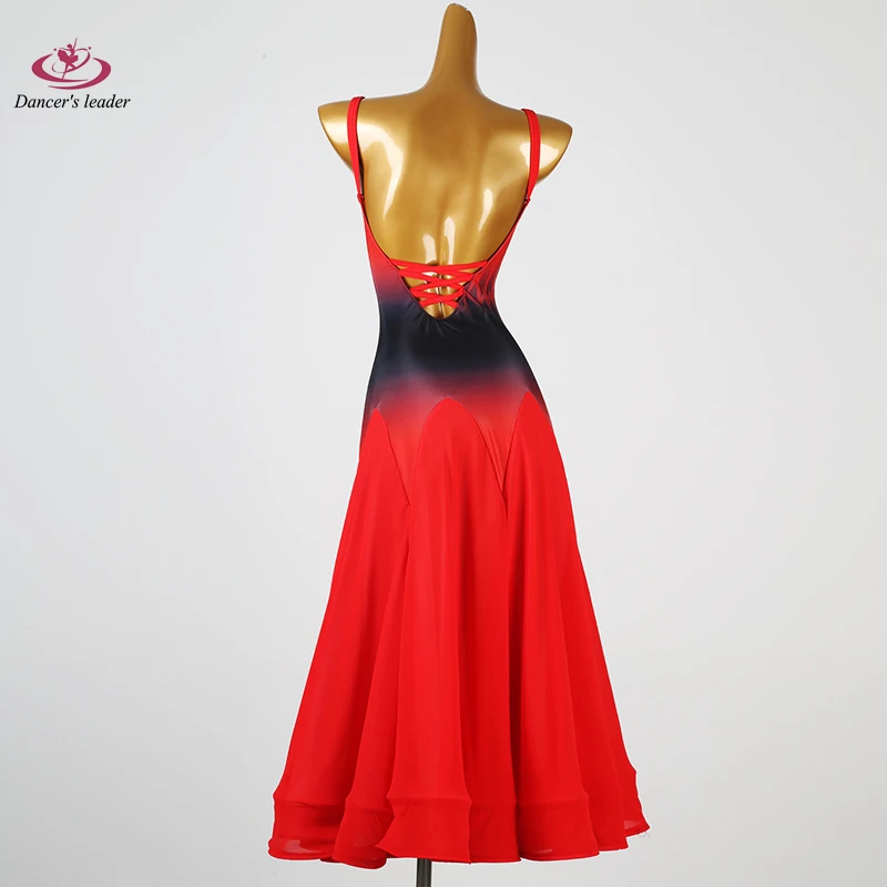 

Modern Dance Adult and Children's Dress High end Customized Red Large Skirt Waltz Women's Professional Clothing