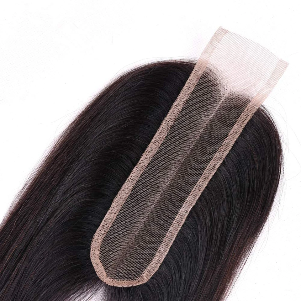 Alipretty-Cabello Humano ondulado para mujer, accesorio de encaje con cierre de parte media, suizo, Remy brasileño, 2x6