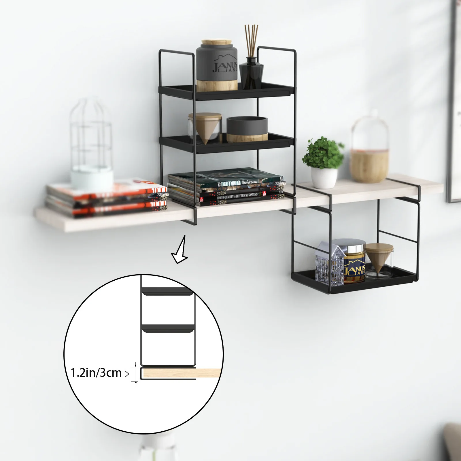 JanusLiang2024 New Product Dual purpose 2-in-1 Suspended Desktop Storage Rack Layered Multi purpose Large Capacity